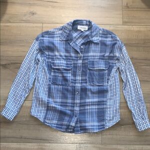 Hippie Rose Blue Plaid Button-Up Shirt Size XS